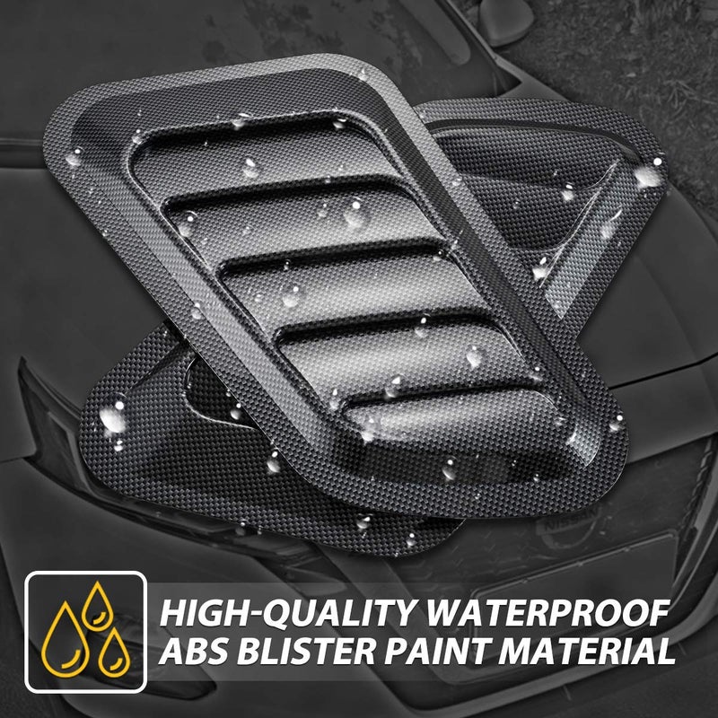 KaTur 1 Pair Universal Car ABS Decorative Air Flow Intake Scoop Turbo Bonnet Vent Cover Hood (Carbon Fiber) - Image 3